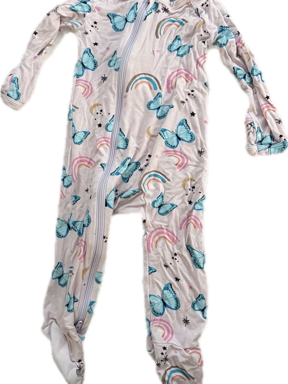 Bestaroo Butterfly Rainbow Bamboo Footie 0-3M